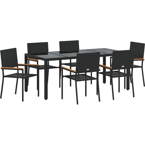 Maison Exclusive - Set da Pranzo per Giardino 7 pz Nero polyrattan (1/5)