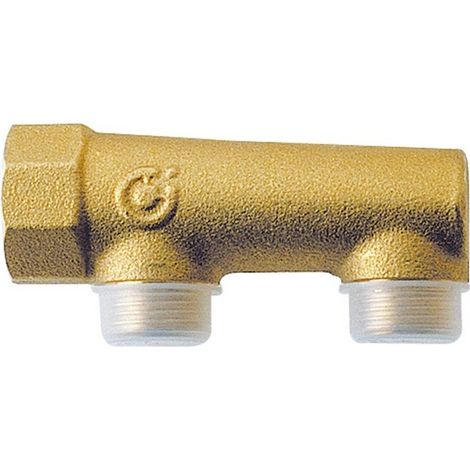 Collecteur simple borgne laiton 1" 2 dérivations 1/2" coniques entraxe 50 mm raccords à compression chauffage - THERMADOR COS262