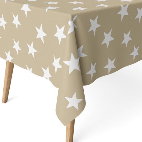 Nappe de Noël Tissu Anti-Taches Ronde 140 cm Polaire Beige (1/5)