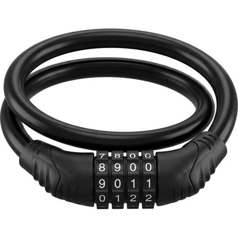Antivol Vélo Code 4 Chiffres Cadenas Chaîne 60cm Ø12mm Câble de Sécurité Robuste pour Vélo Trottinette Électrique Scooter Poussette Moto (1/5)