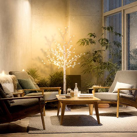Árbol de Cerezo Artificial con 120 Luces LED Brillo Ajustable Decoración para Interiores 21x21x150 cm Blanco (1/5)