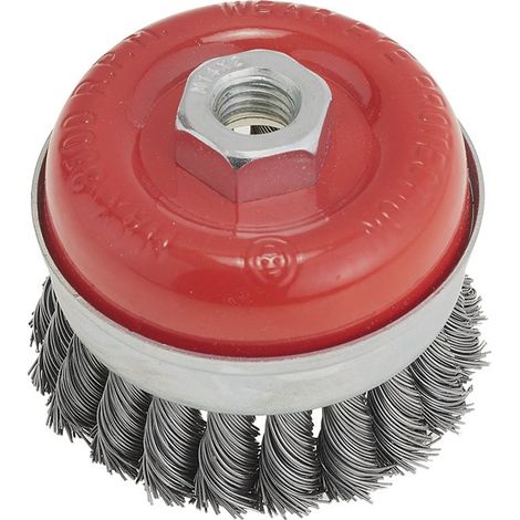 Brosse coupelle en fil metallique torsade 80 mm m14 pour meuleuse