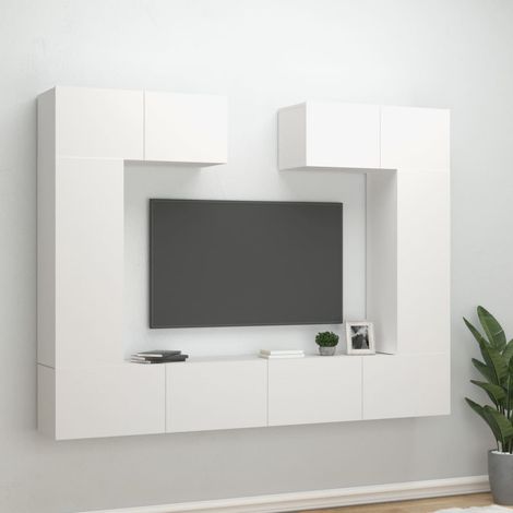 6-tlg. TV-Schrank-Set Weiß Holzwerkstoff