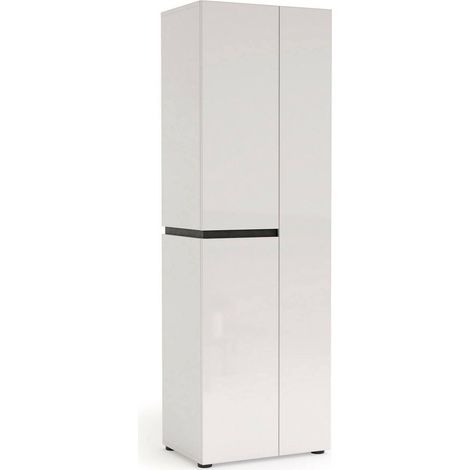 Armadio Multiuso Grande Linfa, 5 Ripiani, 3 Ante Made in Italy, 44.6x190h cm Bianco Lucido (1/4)