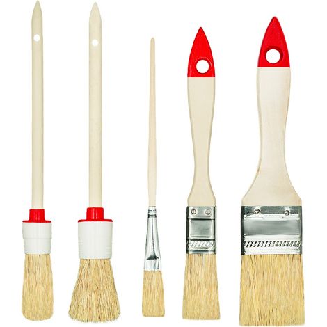 M7 Set di 5 pennelli 3 piatti 2 tondi 0 3/4 1,5 2 4 serie 03 per lavori di pittura con pitture e vernici a copertura uniforme setole naturali (1/5)