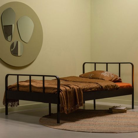 Lit 1 place 120x200 cm en métal noir mat - SARAL