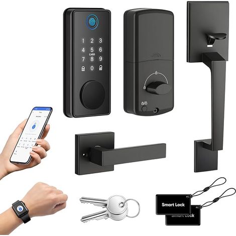 Serrures Intelligentes pour Porte avec Poignée, Sans Clé, Contrôle par APP Serrure de Porte Intelligente à Empreinte Digitale, Clavier Tactile, Ouverture en 1 Touche (1/5)