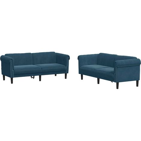 Maison Exclusive - Set di Divani 2 pz Blu in Velluto