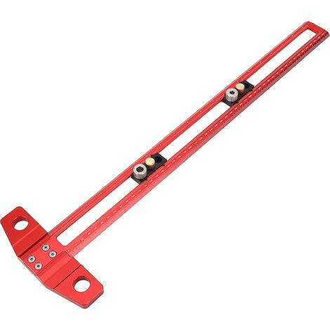 Règle de charpentier 50cm double graduation cm pouces, outil de perçage et marquage avec guide de positionnement et douilles 6 8 10mm (1/5)