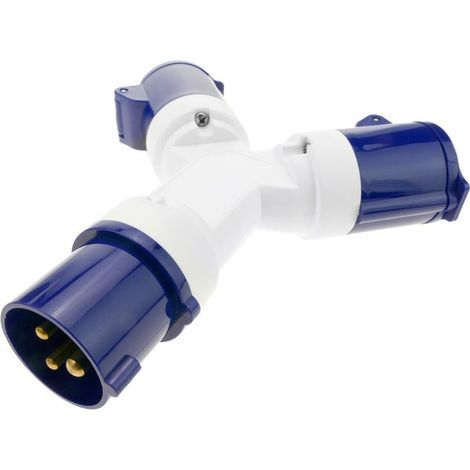 - Adaptateur CEE plug mâle vers 2 x CEE plug femelle 2P+T 16A 250V IP44 IEC-60309 (1/5)