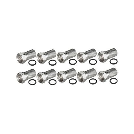 Lot de 10 fiches F 7mm avec joint torique – Connecteur F à visser pour câble coaxial – Accessoire de connexion satellite – Hdsat