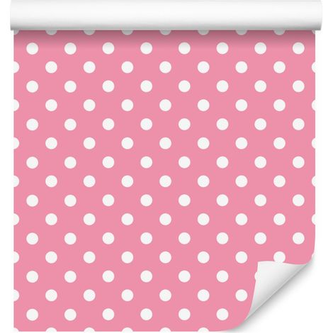 Papier peint à pois rose poudré, coloris rose poudré 50 x 1000 cm (1/5)