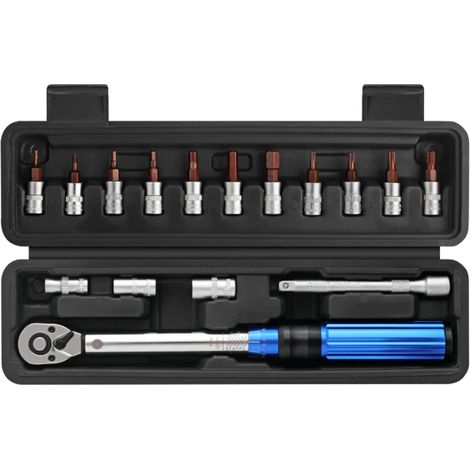 Set di chiavi dinamometriche da 1/4" (16 pezzi), da 2 a 24 Nm, per riparazioni di precisione di biciclette.