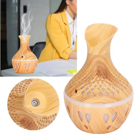 300-ml-Aroma-Luftbefeuchter mit Holzmaserung, LED-Beleuchtung und USB-Netzteil fürs Büro (1/5)