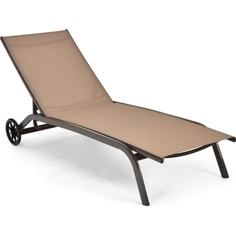 COSTWAY Adjustable Chaise Lounge Patio Lounge Chair with Smooth Wheels-Coffee (1/5)