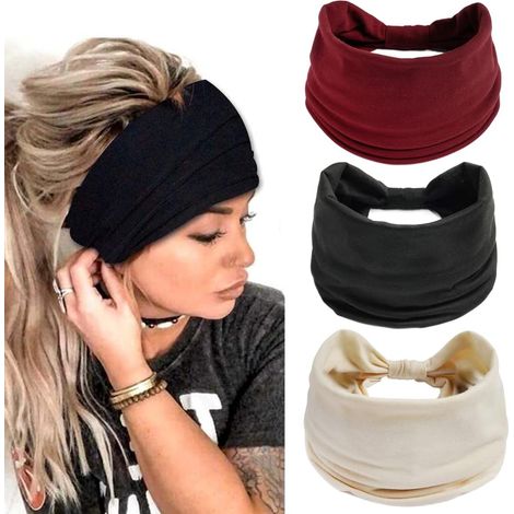 3er-Pack Boho-Stirnbänder, elastische Knotenstirnbänder, Yoga-Turbane (1/5)