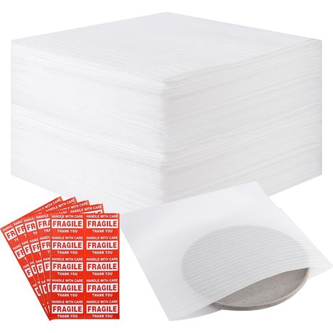 100 Sacs Papier Bulle Déménagement, 30 x 30 cm Demenagement Feuilles Mousse Papier Avec Fragiles Inclu, Sacs d'emballage en Coton Perlé Bubble Wrap Pour Protéger Verres, Assiettes, Bouteilles de Vin (1/5)