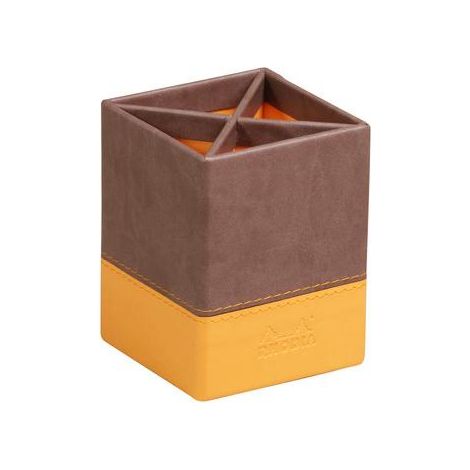Rhodia 318813C porte crayons et stylos Simili-cuir Chocolat, Orange
