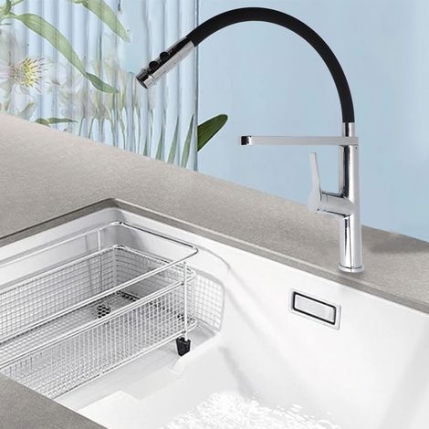 Hochdruck-Küchenarmatur mit Federmechanismus und ausziehbarem Teleskop-Brausekopf zum Waschen von Gemüse und Haushaltsspülen spritzschutzfunktion (1/5)