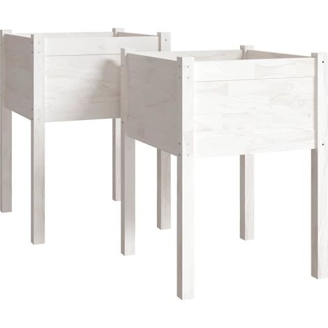 Maison Exclusive - Fioriere da Giardino 2 pz Bianche 50x50x70 cm Massello di Pino (1/5)