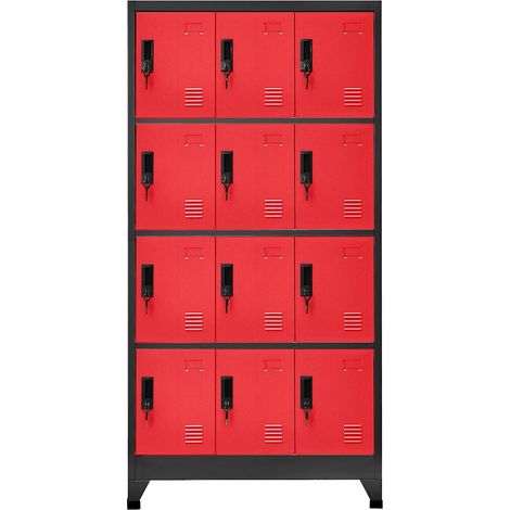 Maison Exclusive - Armadietto con Serratura Antracite e Rosso 90x45x180cm Acciaio (1/5)