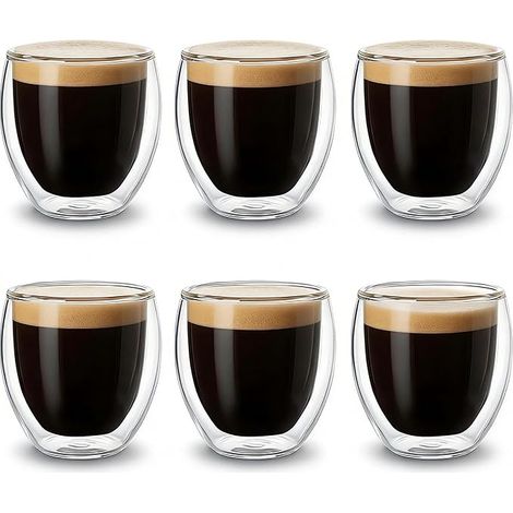 Tasses à Expresso en Verre Transparent Double Paroi - Effet Flottant - Isothermes - Pour Café, Espresso et Boissons Chaudes/Froides (1/5)