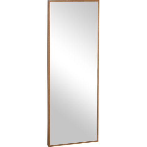 Miroir mural pleine longueur 125x45cm avec cadre en bois naturel pour dressing, couloir ou chambre
