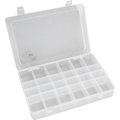 Boîte de rangement transparente à grille amovible, organiseur de pièces électroniques, compartiments séparés, conteneur de stockage empilable (1/5)