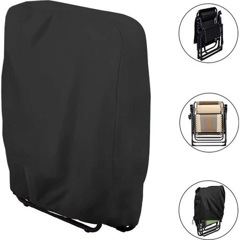 Housse de Protection pour Chaise Longue Pliante (noir) W71×H110cm, 1 Pièces Housse Transat Jardin Anti-poussière, Imperméable, Anti-UV, Housse Relax Jardin 210D Oxford pour Fauteuil Relax (1/5)