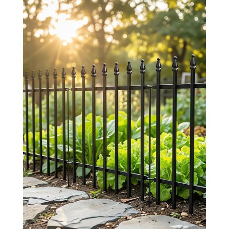 Clôture de Jardin Décorative en Métal - 61cm Haut x 61cm Large (5 Panneaux, Total 3m) Barrière Animale Pour Chien Compagnie, Frontière Clôture de Jardin pour Patio Pelouse cour Parterre (1/5)