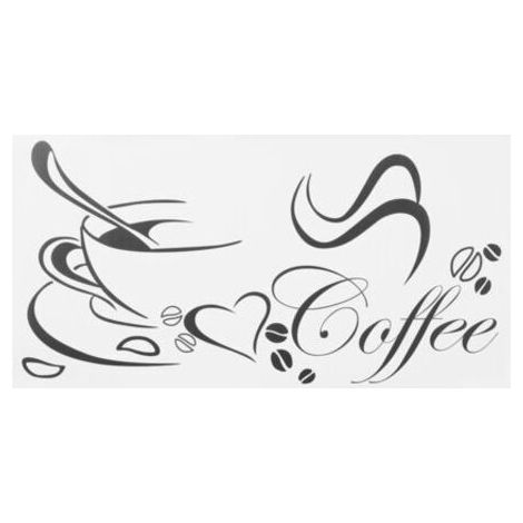 Autocollant mural décoratif à motif de tasse de café distinctif, 2 pièces, pour la cuisine et le salon (1/5)