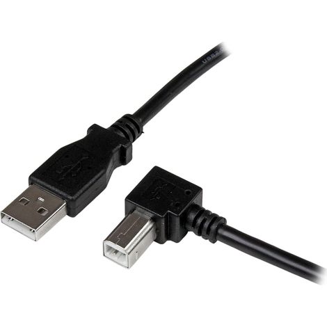 Câble USB 2.0 USB-A vers USB-B Coudé Droite M/M 1m Noir (USBAB1MR) (1/5)