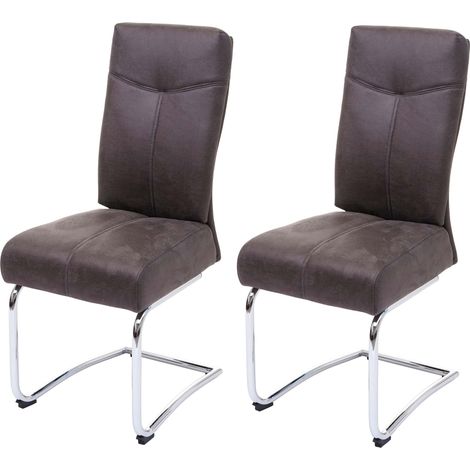 Set di 2 comode e moderne sedie da pranzo in tessuto effetto scamosciato grigio 040000406