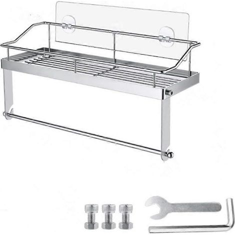 Klebe-Wandhalterung mit Ablagefach, 2-in-1-Korb-Organizer für Küche und Bad – kein Bohren erforderlich (1/5)