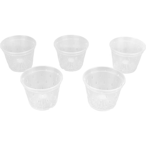 5 lots de pots d'orchidées transparents et respirants avec trous et soucoupes pour intérieur extérieur (1/5)