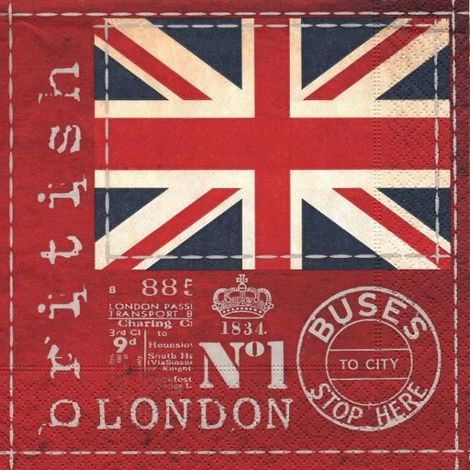 Serviettes en papier - British flag - Rouge - Paquet de 20 - 33 x 33 cm - Décor anglais