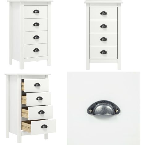 Buffet Hill Blanc 46x35x80 cm Bois de pin solide - Buffet Blanc - Buffet Design - Armoire Blanche - Meuble Rangement - Commode - Home & Living (1/5)