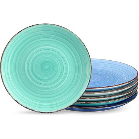 Assiette Plate à Dîner Grande en Céramique 27cm Style Bleu Dégradé (1/5)