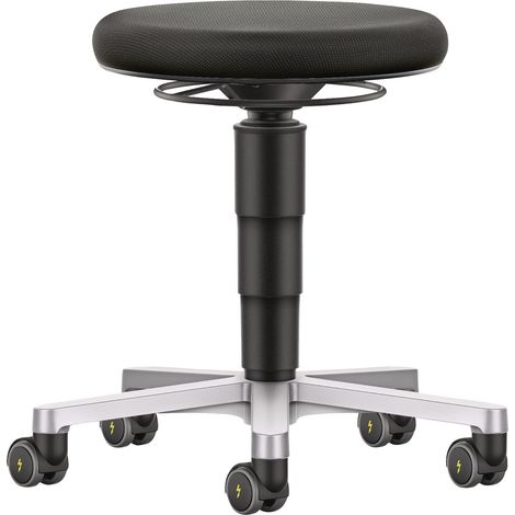 Sgabello rotante con rivestimento in tessuto nero altezza seduta 450-650 mm tessuto