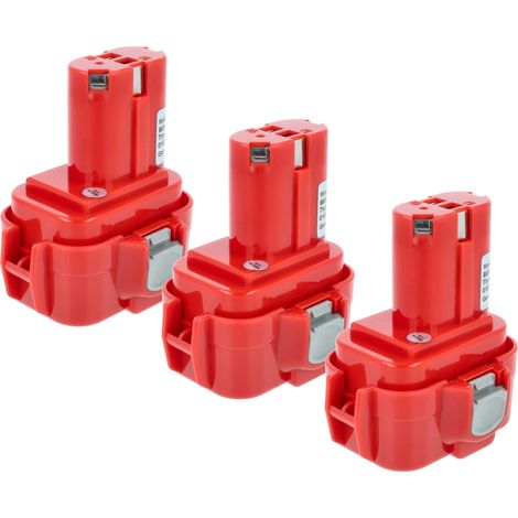 vhbw 3x Akku kompatibel mit Makita 6014DW, 6200D, 1022DW, 6201DW, 6201DWH, 6200DW, 6201D, 6202D Werkzeug (3000 mAh, NiMH, 9,6 V)
