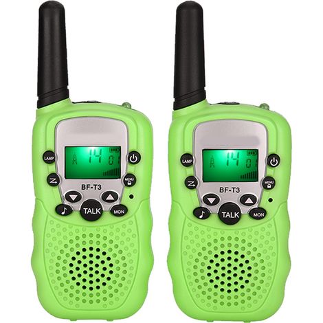 2 Pcs Talkie-Walkie Enfants 22 Canaux UHF Portée Longue Radio Communicatrice Verte (1/5)