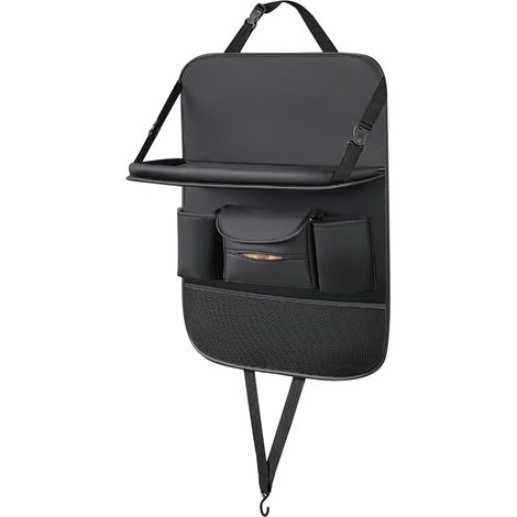 Organiseur de siège arrière de voiture, pour rangement arrière, équipement de confort du véhicule, table pliable avec porte-gobelet, protection de coup de pied - Organiseur de voyage pour road trip (1/5)