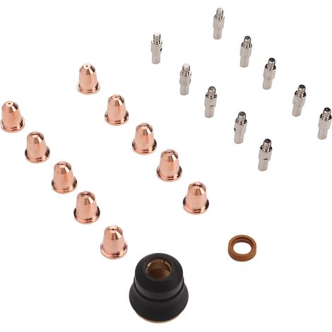 22-teiliges Verbrauchsmaterial für Plasmaschneider: Elektrode, Düse, Schutzkappe, Schneidbrennerzubehör (1/5)