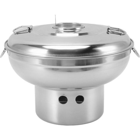Pot à thé au lait portable en acier inoxydable avec charbon de bois, petit pot à glace carbonique pour une personne, couleur argent. (1/5)