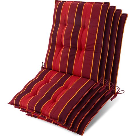 4x Niederlehner Auflage Sun-NL 100x50x8cm Rot-Gestreift