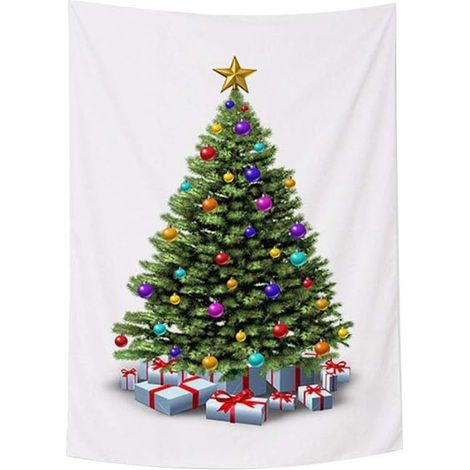 Arazzo natalizio con albero di Natale, arazzo in tessuto da appendere alla parete, per camera da letto, soggiorno, dormitorio, decorazioni 100150 cm - (1/5)