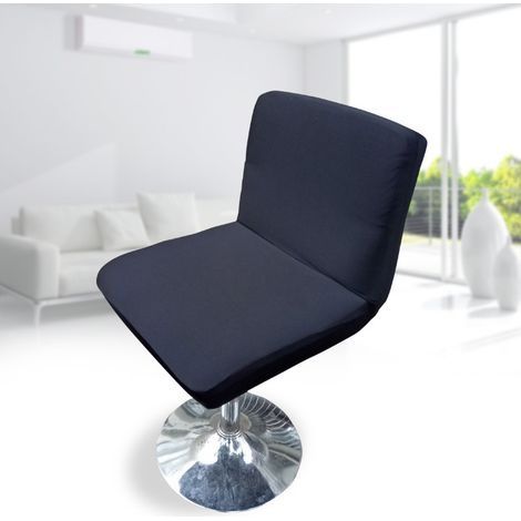 Housse de chaise de bar pivotante avec dossier élastique, noire (1/4)