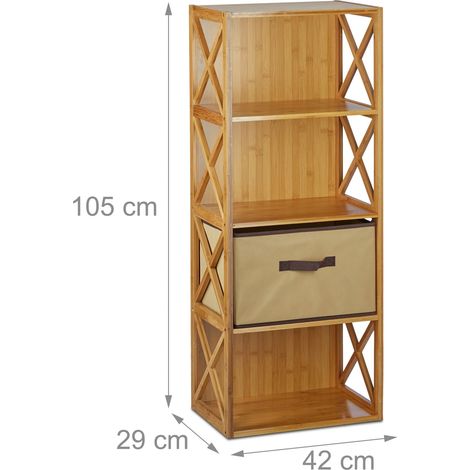 Scaffale a terra in bambù 2 livelli 54 x 42 x 29 cm con cestino rimovibile stile casa di campagna in bambù naturale 130005815