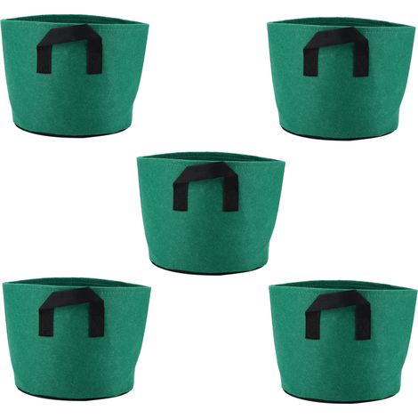 5 Sacs de Culture 3 Gallons Tissu Non Tissé - Pots de Jardinage pour Légumes, Tomates, Fleurs - Conteneurs de Culture Vert Herbe 3 Gal (1/5)
