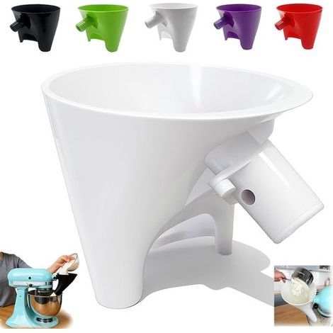 Mehltrichter passend für KitchenAid Artisan KSM150 Küchenmaschine, Spritzschutz für 4,5- und 5-Liter-Kippmaschinen, spülmaschinenfest und hinterlässt keine Rückstände (weiß). (1/5)